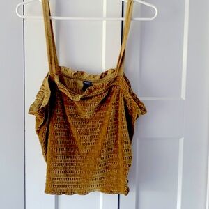 Wild Fable 1X mustard yellow‎ women's crop Cami Strapped top Boho Chic Velvety